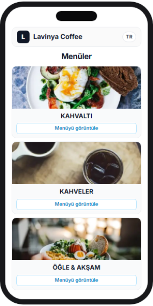 QR Menü menüler ekranı