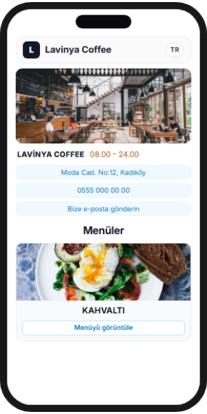 QR Menü işletme ana sayfası